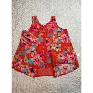 Candies Floral Print Split Back Flowy Tank Top size small